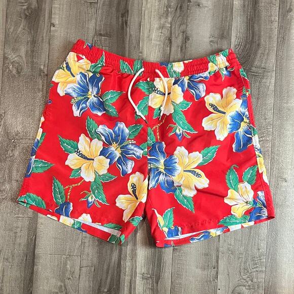 Polo Ralph Lauren Big & Tall Hawaiian Tropical Red Swim Trunks Swimwear Men’s LT - Picture 2 of 6